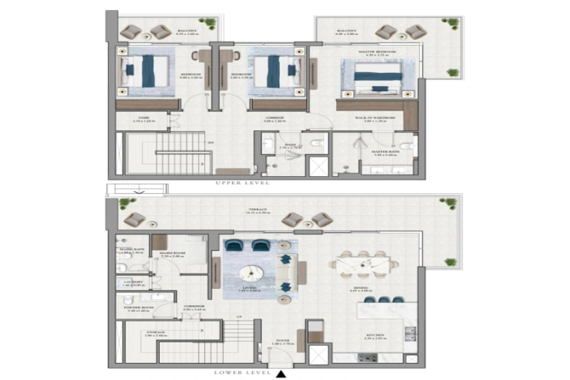 Luxuriöses Penthouse mit drei Schlafzimmern und modernem Design