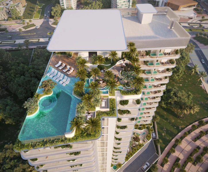 Modernes Apartment mit privatem Pool und zwei Schlafzimmern.