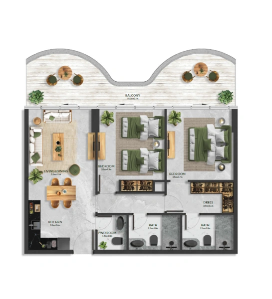 Luxuriöse 2-Schlafzimmer Wohnung in exklusiver Wohnanlage - Resort-Feeling inklusive!