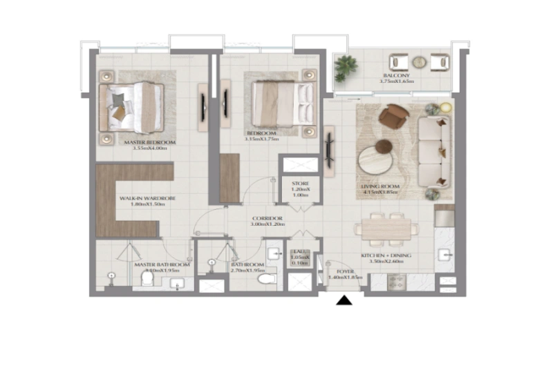 Appartement mit zwei Schlafzimmern