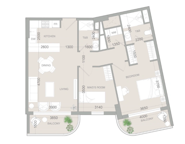 Atemberaubende Ein-Schlafzimmer mit Dienstmädchen Zimmer - Modernes Design Gem!