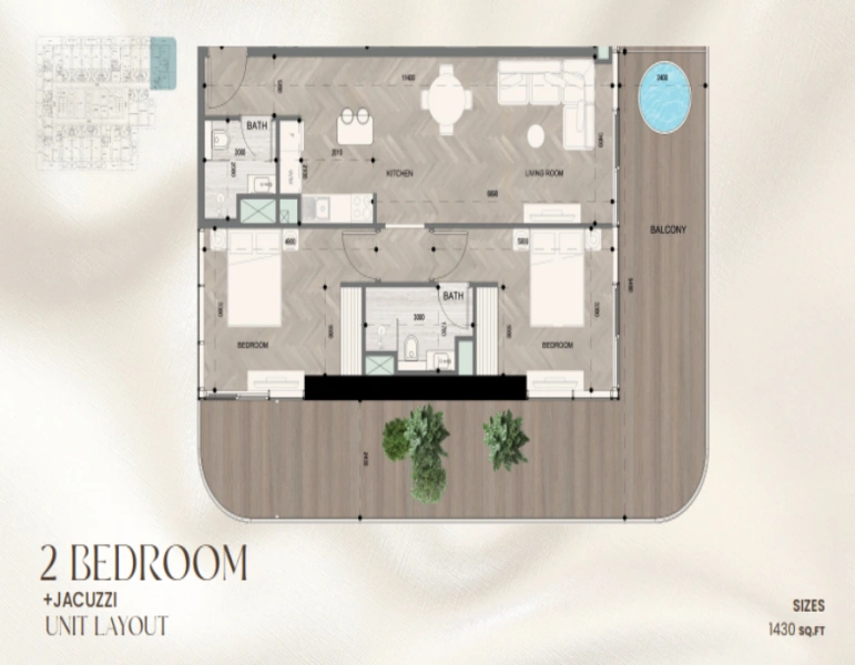 Luxuriöses Apartment mit zwei Schlafzimmern, Jacuzzi und modernem Design