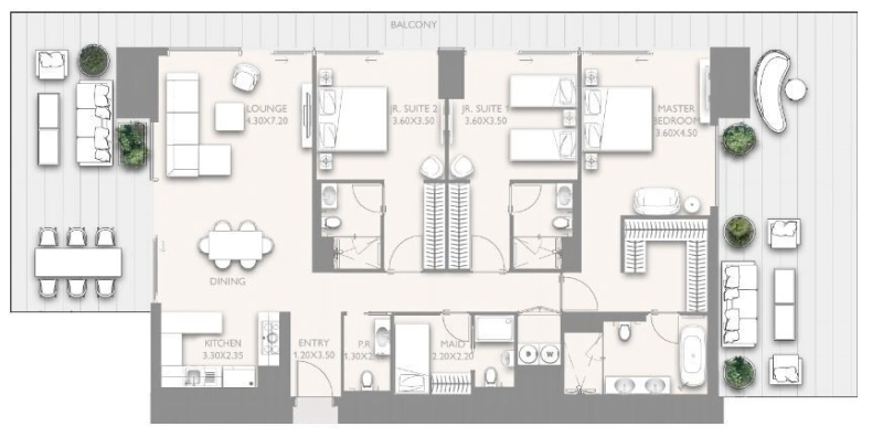 Traumhaftes 3 Schlafzimmer mit Infinity Pool in den Fairmont Residences