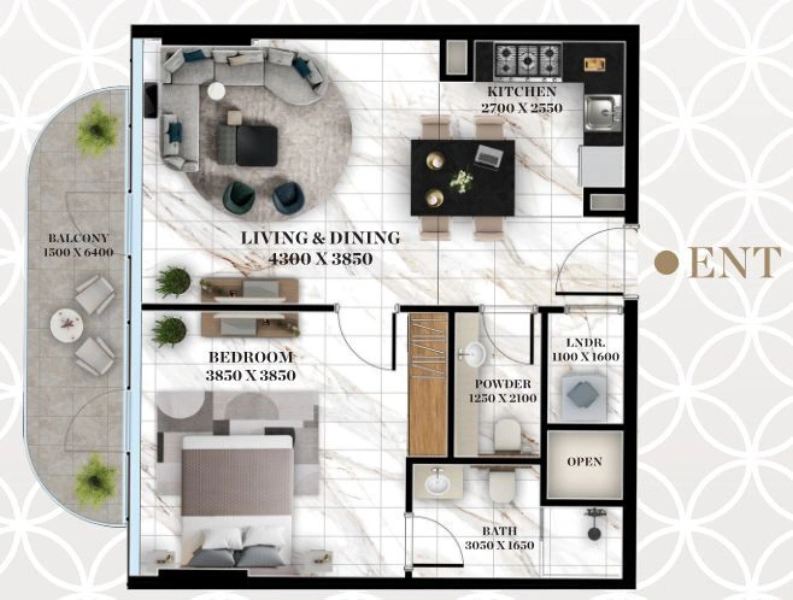 Modernes 1-Zimmer-Apartment mit großen bodentiefen Fenstern und Balkon in zentraler Lage!