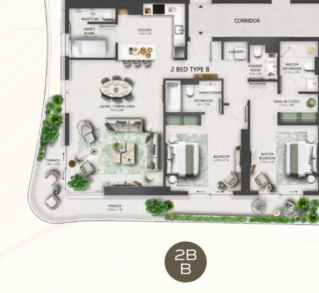 Luxuriöse 2-Zimmer Wohnung am Strand: Eleganz und Komfort in perfekter Lage