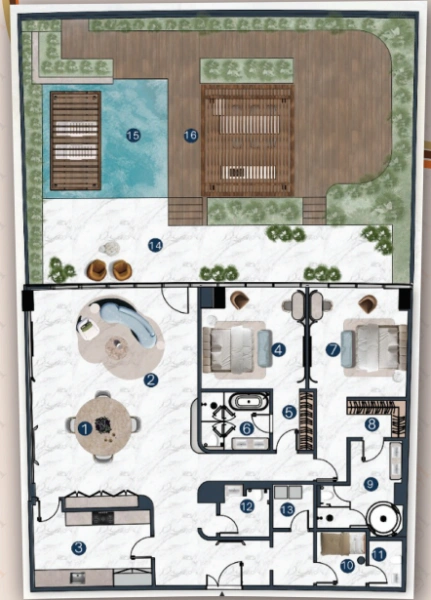 Luxury 2BR Apartment with Maid Room, Plunge Pool, Panoramic Sea Views