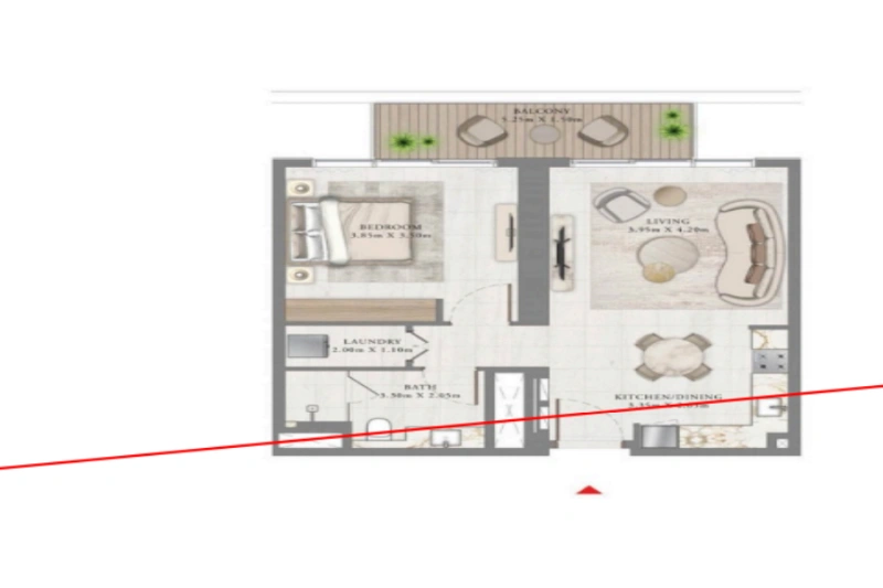 Stilvolles Apartment mit einem Schlafzimmer und moderner Designästhetik