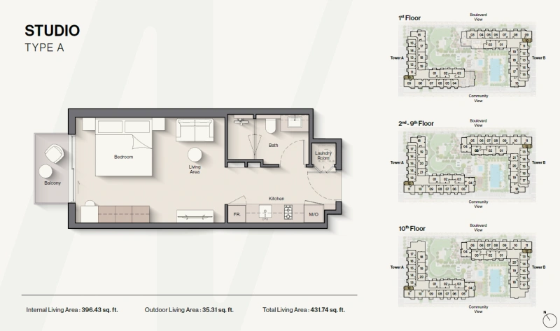 Modernes Studio-Apartment mit erstklassigen Annehmlichkeiten in Top-Lage!