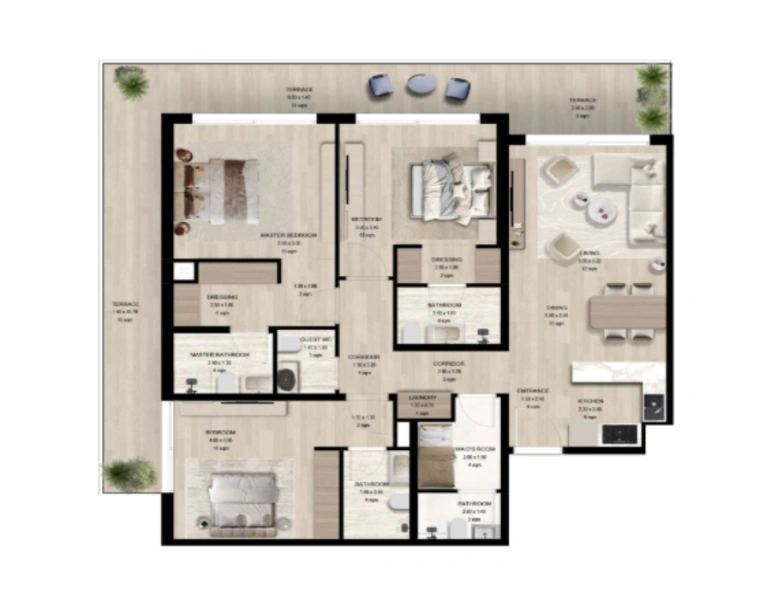 Stilvolle Drei-Zimmer-Wohnung mit modernem Design
