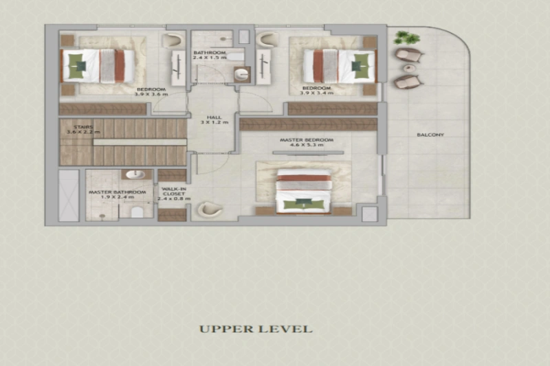 Stilvolles Duplex mit drei Schlafzimmern und Dienstmädchenzimmer in modernem Design