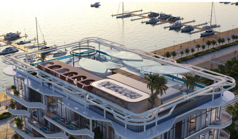 Luxuriöse 3-Zimmer-Wohnung mit privatem Pool auf dem Balkon