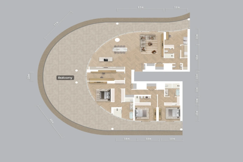 Spacious Three Bedroom with Maids Room and Study - Modern Design