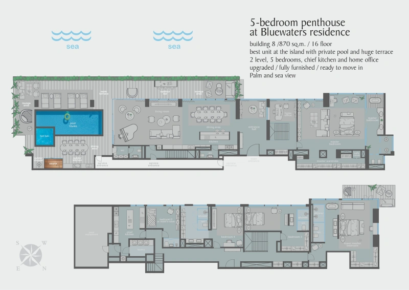 Luxuriöses 5-Schlafzimmer-Penthouse mit privatem Pool, Sauna - Ultimative Raffinesse und Eleganz