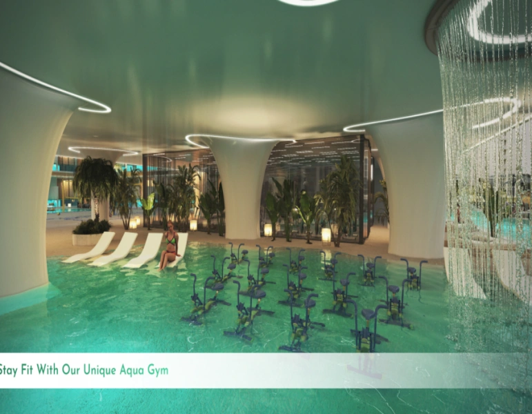 Stilvolle Wohnung mit einem Schlafzimmer und Pool in modernem Design