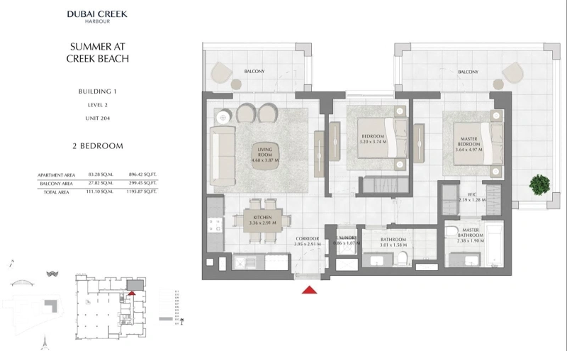 Luxuriöse Zwei-Zimmer-Wohnung mit Blick auf die Gemeinschaft am Summer Creek Beach
