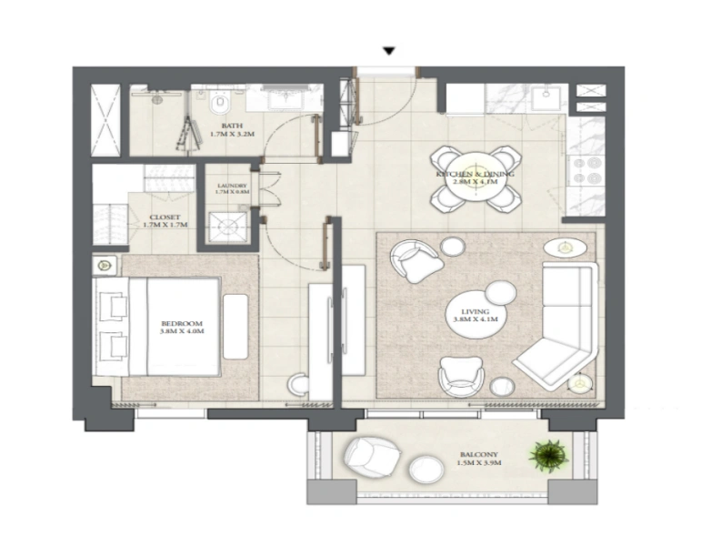 Stylish One Bedroom Apartment with Modern Design