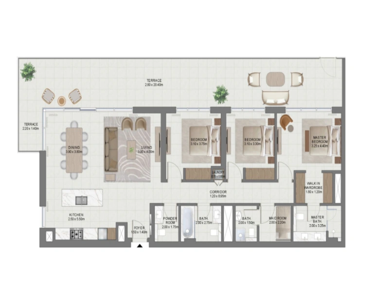 Stylish Three Bedroom Apartment with Modern Design