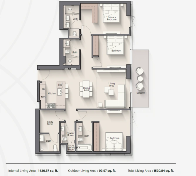 Geräumige 3-Zimmer Wohnung mit Arbeitszimmer und eigenem Bad - Große Raumaufteilung!
