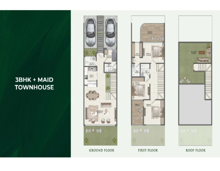 Stilvolles Stadthaus mit drei Schlafzimmern, Dienstmädchenzimmer und modernem Design