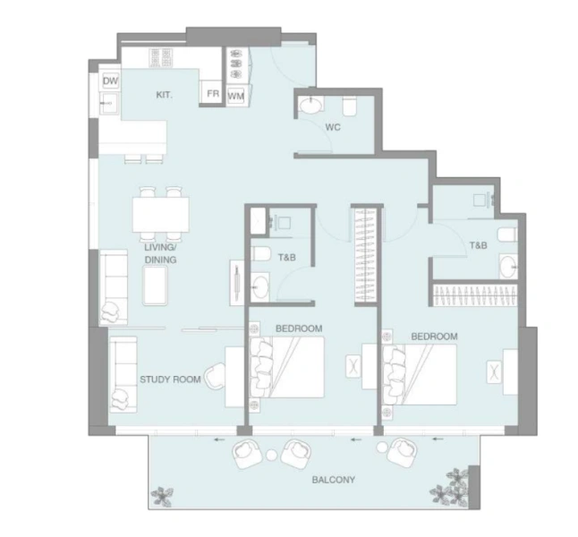 Moderne 3-Zimmer-Wohnung im Lum1nar Tower 2 JVT! Komplett möbliert, luxuriös eingerichtet!