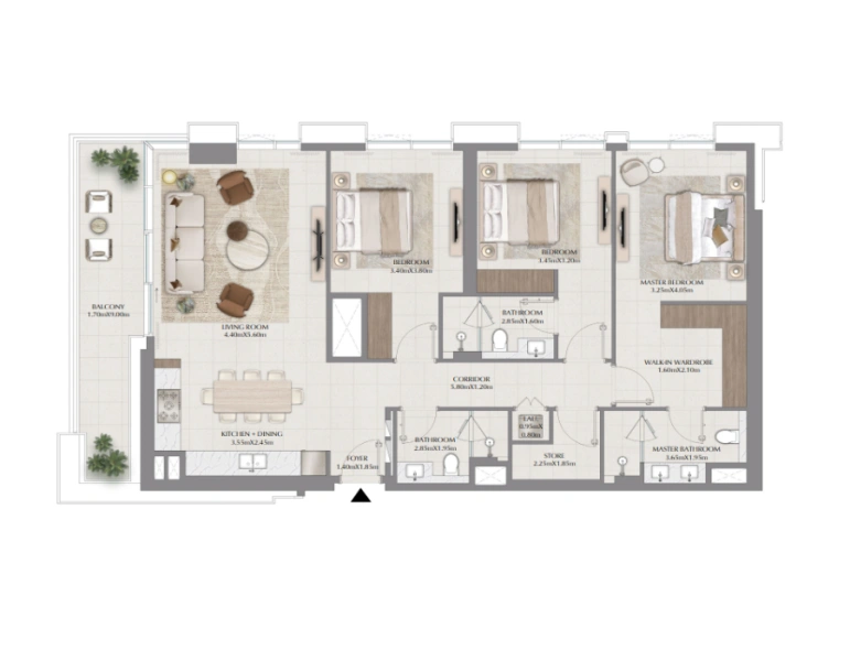 Geräumige Drei-Zimmer-Wohnung mit modernem Design