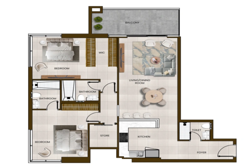 Appartement mit zwei Schlafzimmern