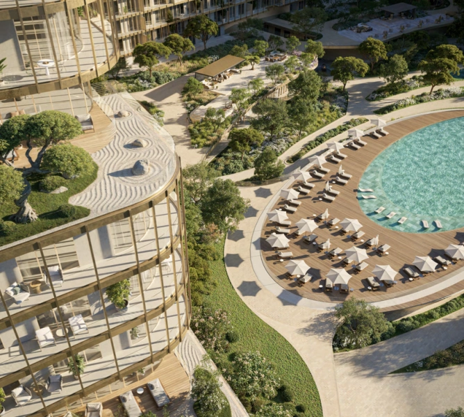 Atemberaubende 1-Zimmer-Wohnung mit Meerblick in bester Lage der Master Community