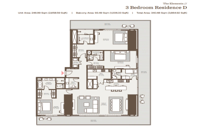 Wohnung mit drei Schlafzimmern