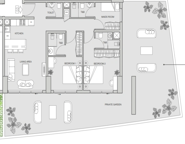 Stilvolle Zwei-Zimmer-Wohnung mit modernem Design