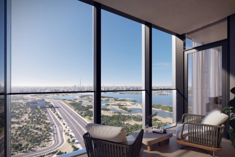 Luxuriöses Apartment mit Balkon und Dubai Skyline Blick - 1 Schlafzimmer mit Gäste-WC!