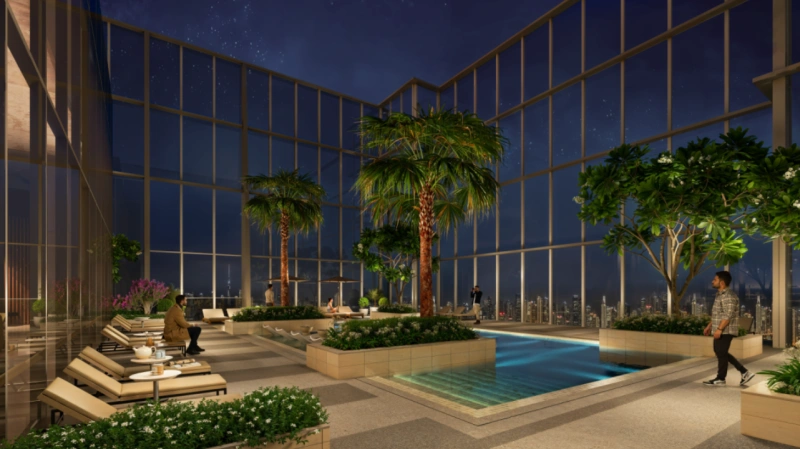 Luxuriöses Apartment mit Balkon und Dubai Skyline Blick - 1 Schlafzimmer mit Gäste-WC!