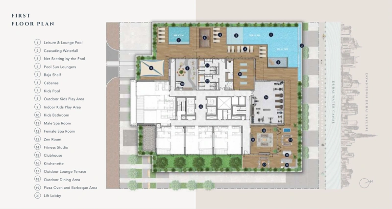 Luxuriöses Apartment mit 1 Schlafzimmer, erstaunlichem Pool, Spa und Sauna