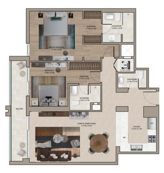 Luxuriöses 2 Schlafzimmer mit Marriott Hotel Residence - Ihr perfektes Zuhause in der Stadt.