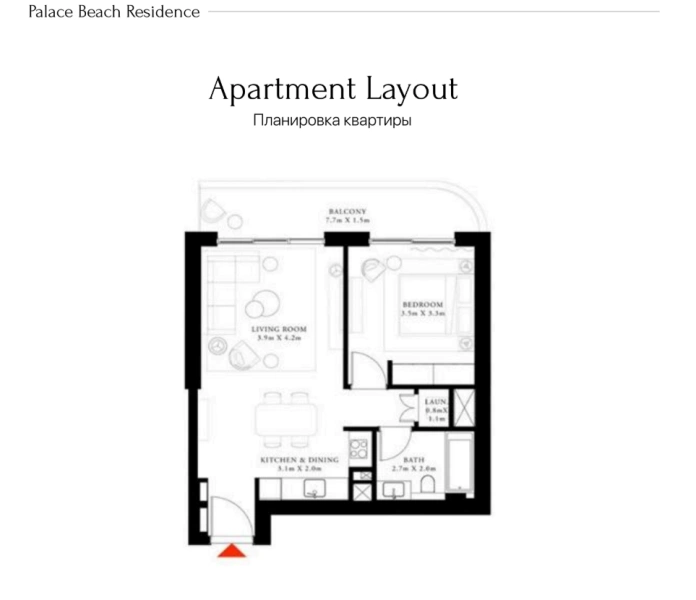 Exklusive Eleganz: Strandfront-Apartment mit 1 Schlafzimmer am Meer