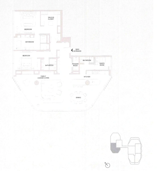 2BR Luxus-Apartment direkt am Strand mit Dienstmädchenzimmer und angeschlossenem Bad