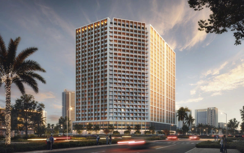 Moderne 1-Zimmer-Etagenwohnung mit Design-Forward Living und atemberaubendem Skyline-Blick