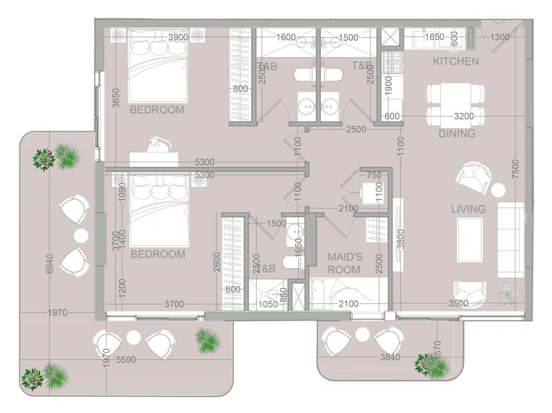 2.5-Bedroom Apartment in "TETR1S TOWER"