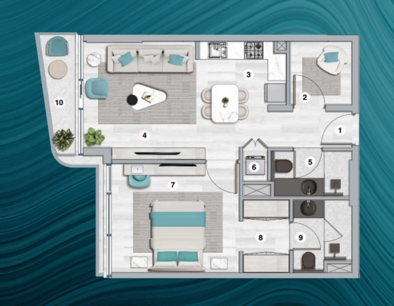 Atemberaubende Ein-Zimmer-Wohnung mit modernem Design