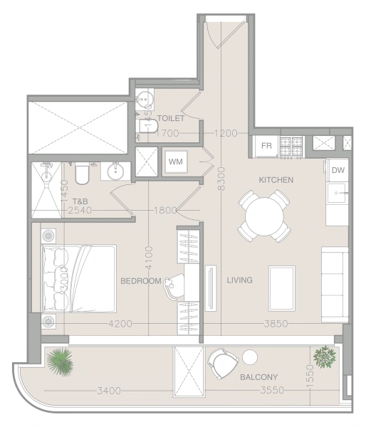1-Schlafzimmer-Wohnung in "ELAR1S AXIS"