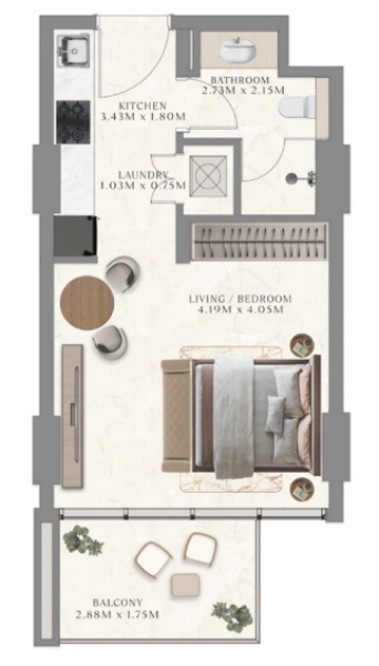 Urbanes Studio in ikonischer Lage mit fantastischer Aussicht und stilvollem Design