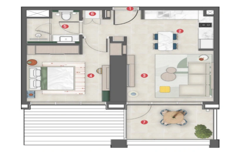 Stilvolle 1-Zimmer-Wohnung mit modernem Design