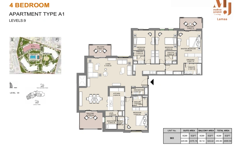 Luxe Penthouse mit 4 Schlafzimmern, Personalzimmer und atemberaubendem Blick auf den Burj Al Arab