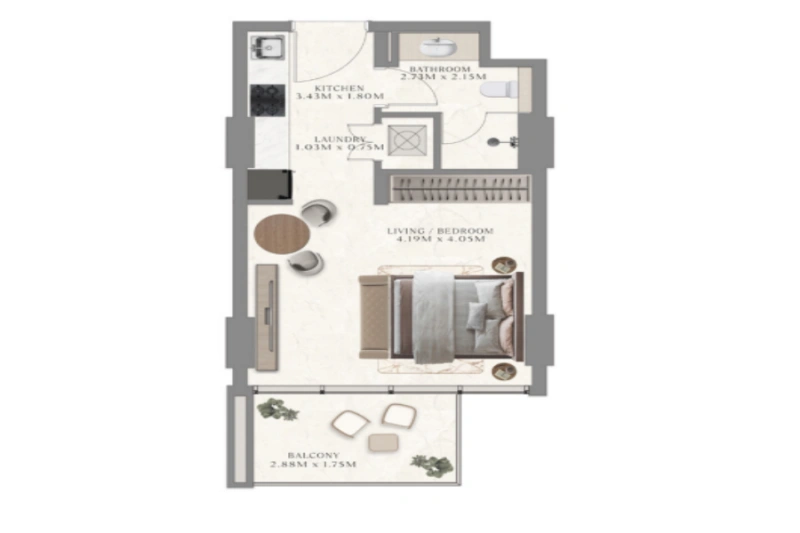 Zeitgenössisches Studio-Apartment mit modernem Design