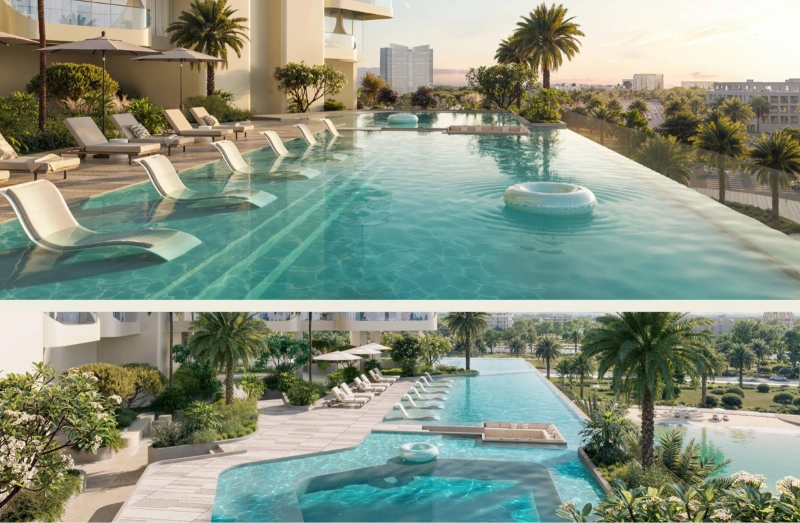 Luxueux appartement 3BHK + chambre de bonne avec piscine et vues panoramiques.