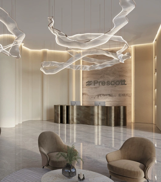 Luxueux appartement 3BHK + chambre de bonne avec piscine et vues panoramiques.