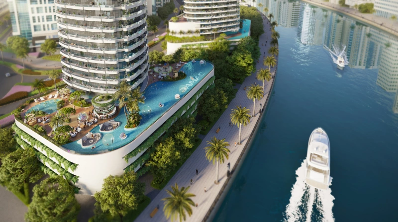 Herrliche 1-Zimmer-Wohnung mit Blick auf Burj Khalifa, direkt am Wasser