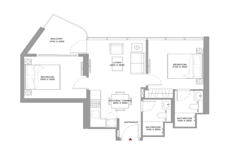 Appartement mit zwei Schlafzimmern