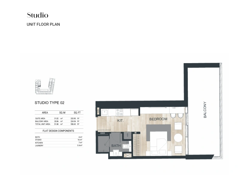 Modernes Studio mit Pool und Jacuzzi in exklusivem Ambiente