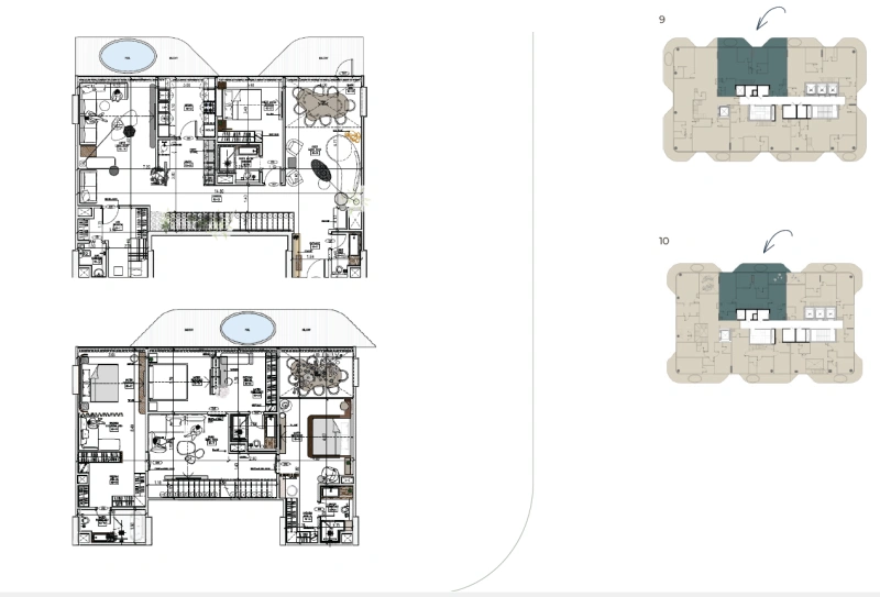Luxuriöse Maisonette-Wohnung mit 4 Schlafzimmern und zwei privaten Pools