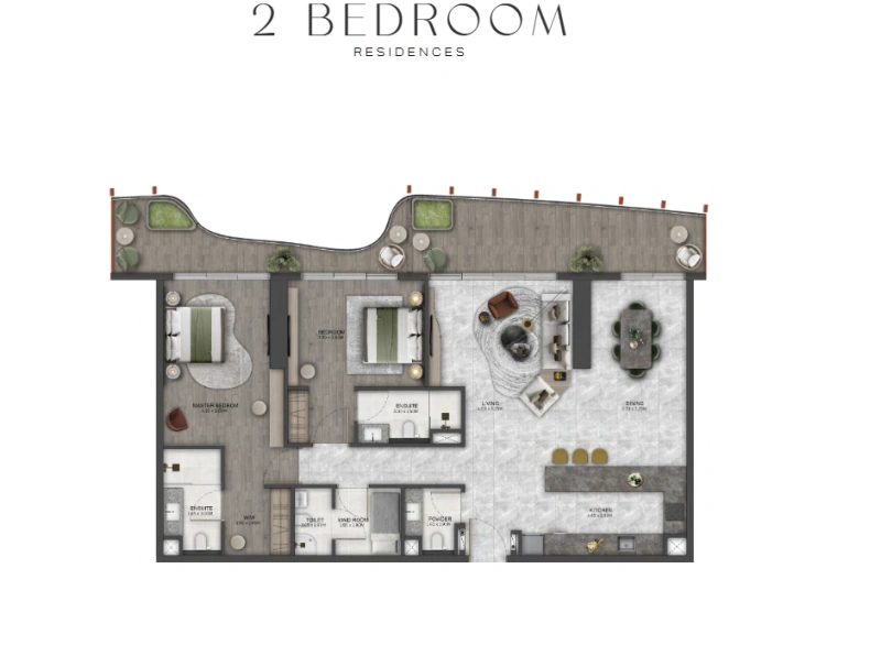 Lujoso apartamento de 2 dormitorios con cuarto de servicio y baño adjunto, ¡enorme distribución!